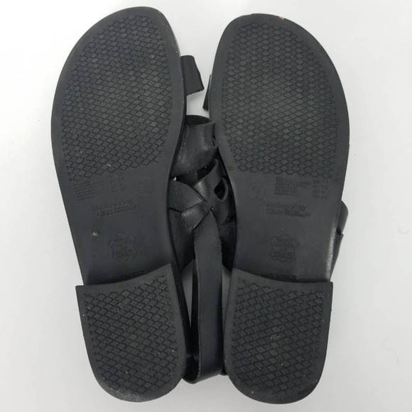 Montego Bay Club Womens Slingback Sandals Black Leather Buckle 9 - Picture 7 of 9